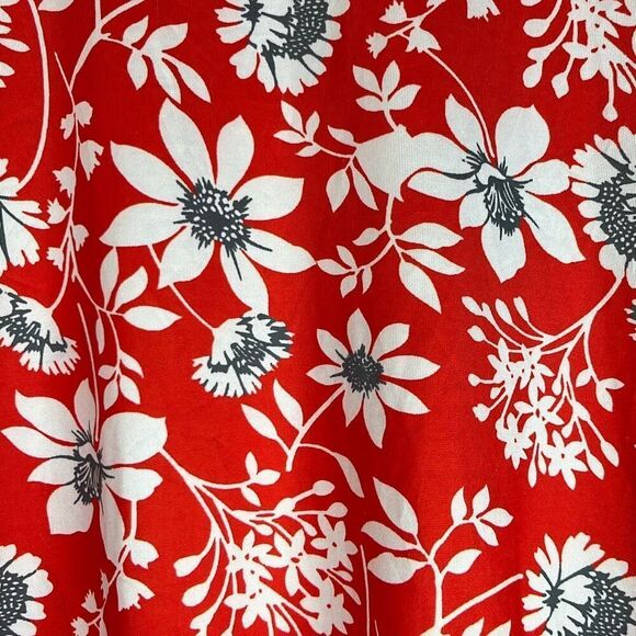 Coeur de Vague 2XL Red White Floral Shift Swing Dress Pockets Stretch NWT - Picture 5 of 10